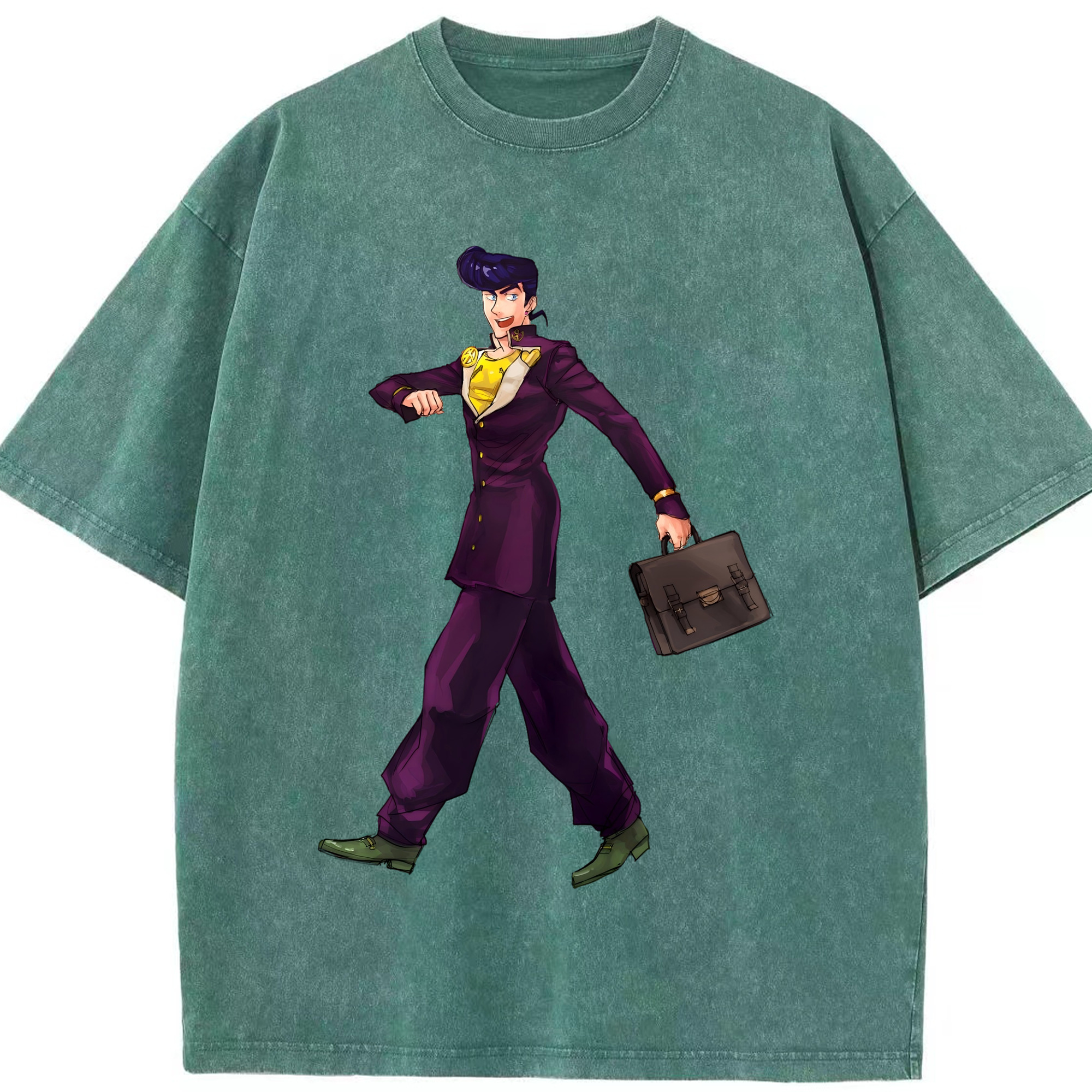 （画像用） ジョジョの奇妙な冒険 ひがしかた じょうすけ JoJo's Bizarre Adventure Higashikata Josuke 綿100% ヴィンテージ風 半袖Tシャツ（フロントプリント）